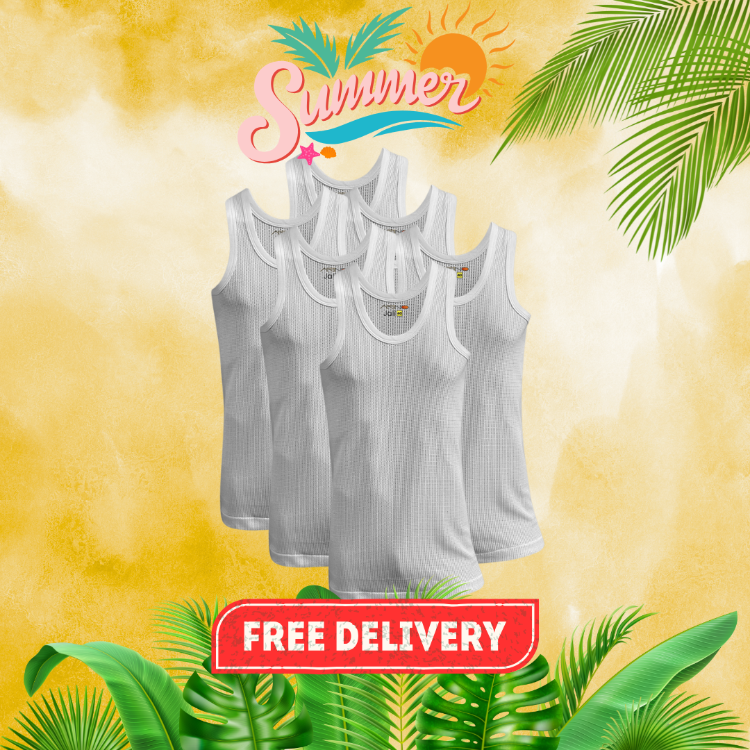 SUMMER OFFER 8: Pack of 6 Men's Net Fabric Vest Sleeveless (Jali)