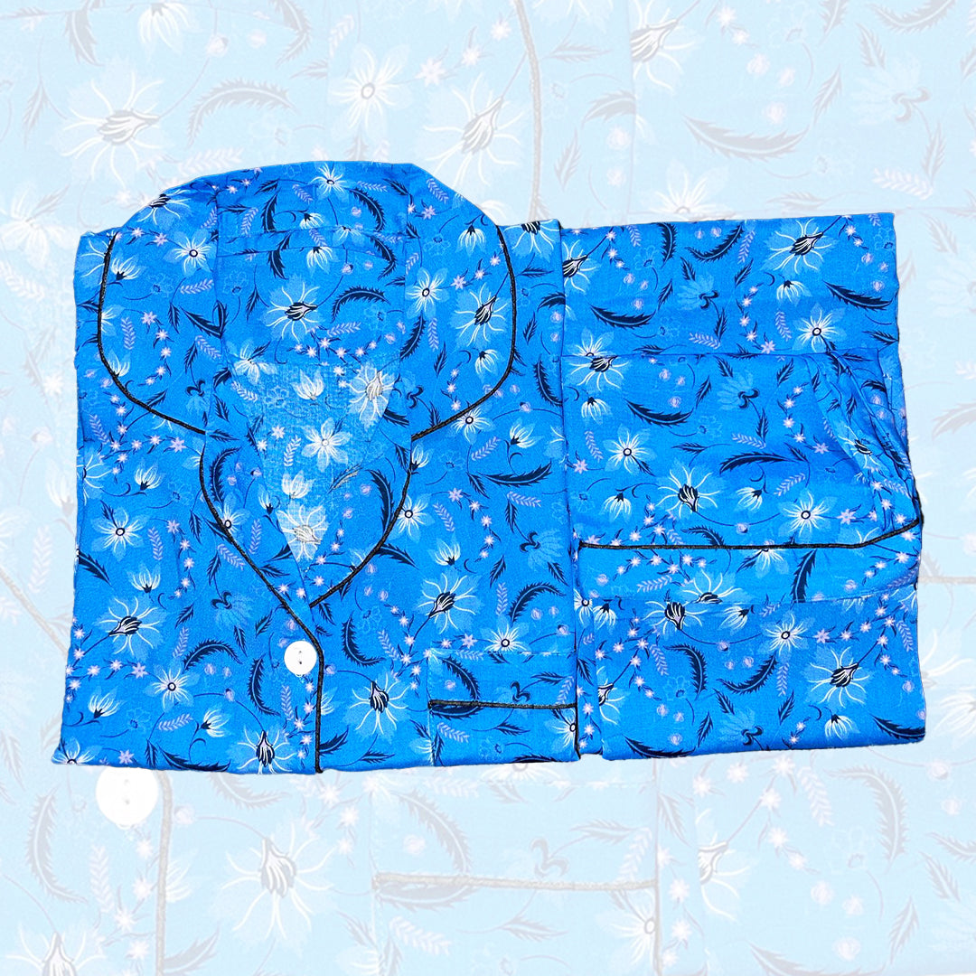 Arino® Ladies Night Suit Blue Floral Design