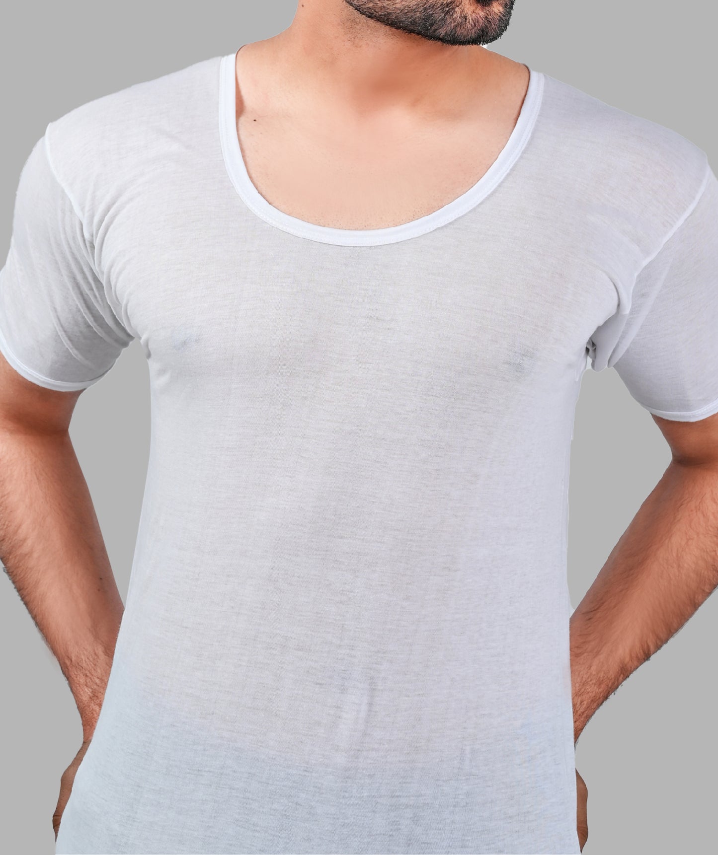 Men's See-Through Vest Half Sleeves (Makhmal)