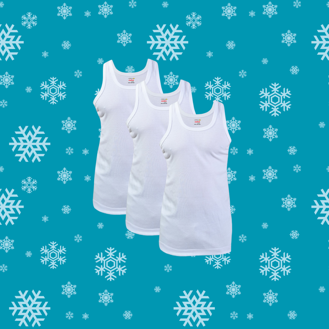 Pack of 3 Men's Winter Interlock Vest Sleeveless