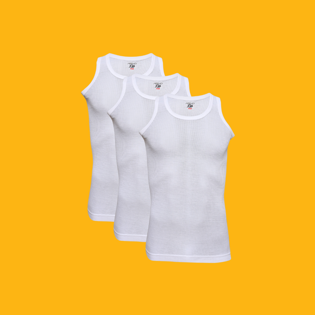Pack of 3 Men's Ribbed Vest Sleeveless (PV-90)