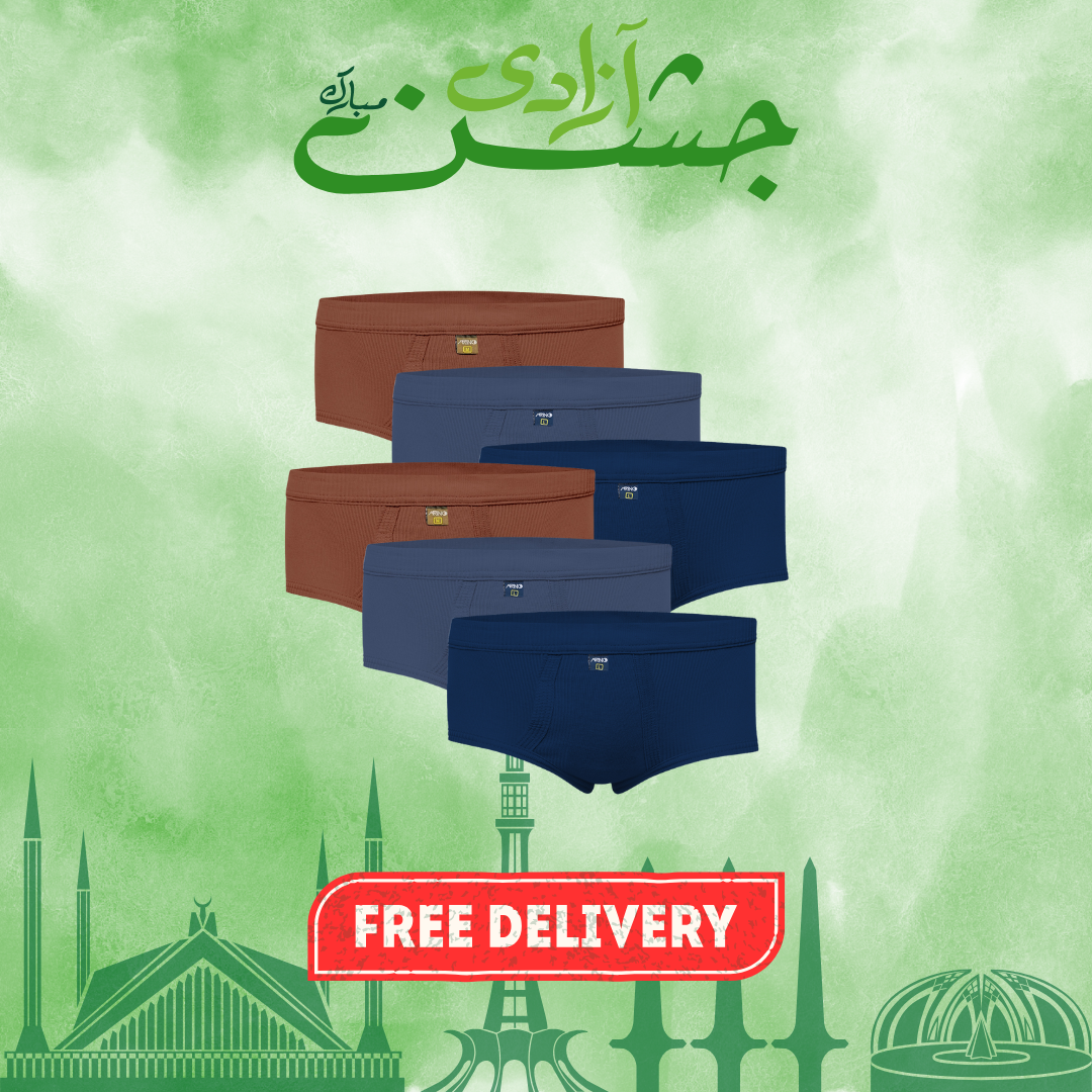 AZAADI OFFER 5: Pack of 6 Men's Ribbed Briefs (Multi-Color) CD-60