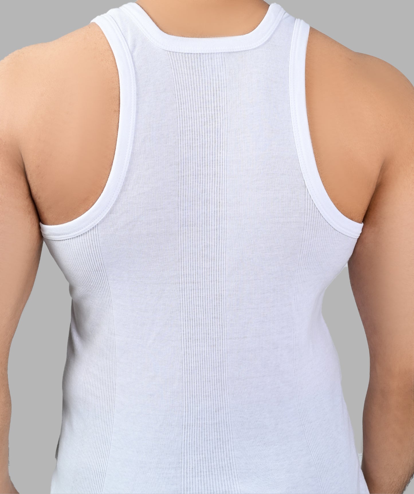 RAMZAN OFFER 4: Pack of 6 Men's Ribbed Vest Sleeveless (White) CD-60