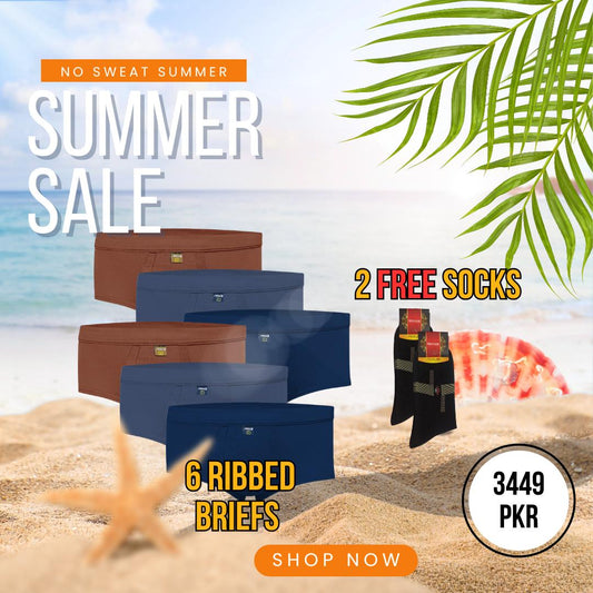 SUMMER OFFER 5: Pack of 6 Men's Ribbed Briefs (Multi-Color) CD-60