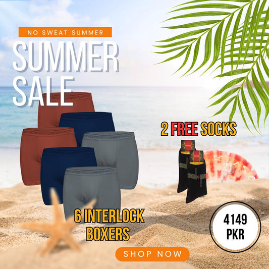 SUMMER OFFER 7: Pack of 6 Men's Interlock Boxer Shorts (Multi-Color)