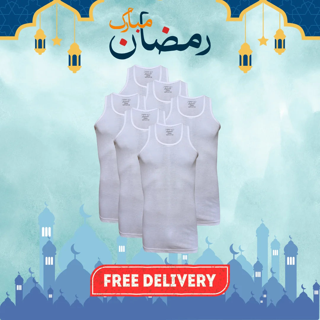RAMZAN OFFER 2: Pack of 6 Men's Summer Queen Vest Sleeveless