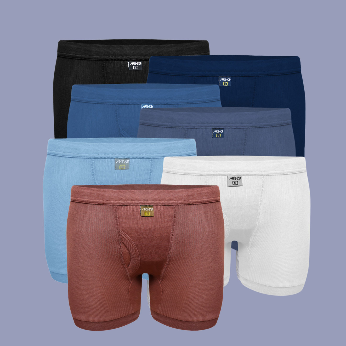 Pack of 7 Men's Ribbed Boxer Shorts (Multi-Color) CD-60