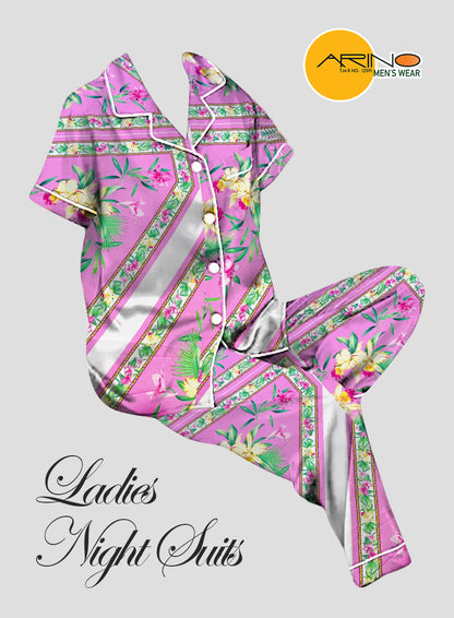 Arino® Ladies Night Suit Pink with Check lines