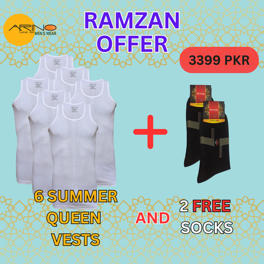 RAMZAN OFFER 2: Pack of 6 Men's Summer Queen Vest Sleeveless