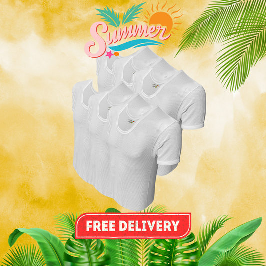 SUMMER OFFER 14: Pack of 6 Men's Net Fabric Vest Half Sleeves (Jali)