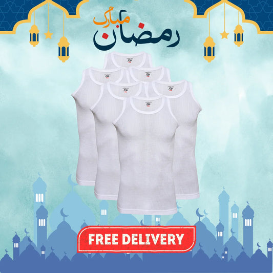 RAMZAN OFFER 9: Pack of 6 Men's Ribbed Vest Sleeveless (PV-90)
