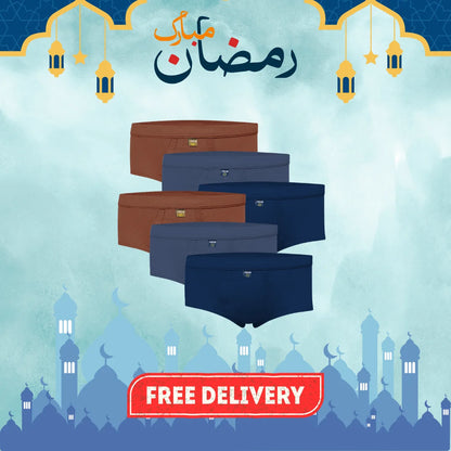RAMZAN OFFER 5: Pack of 6 Men's Ribbed Briefs (Multi-Color) CD-60