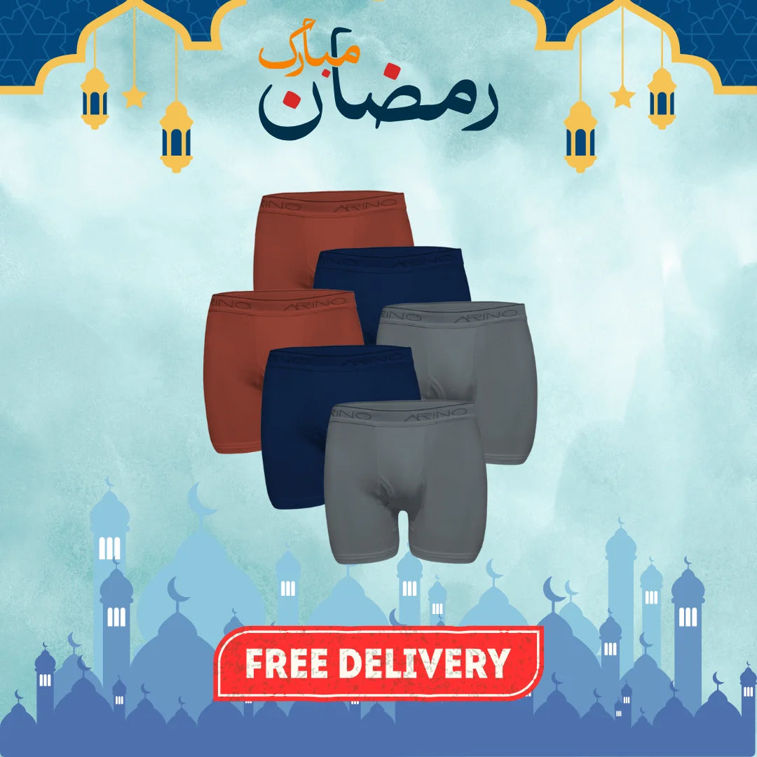 RAMZAN OFFER 7: Pack of 6 Men's Interlock Boxer Shorts (Multi-Color)