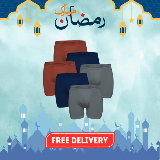 RAMZAN OFFER 7: Pack of 6 Men's Interlock Boxer Shorts (Multi-Color)