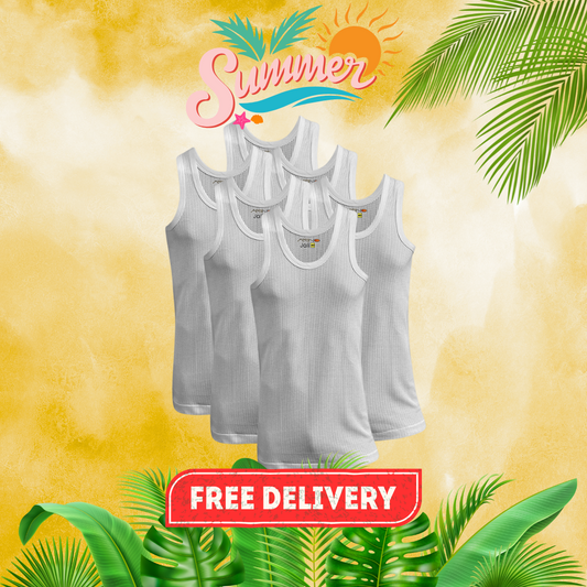 SUMMER OFFER 8: Pack of 6 Men's Net Fabric Vest Sleeveless (Jali)