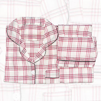 Arino® Ladies Night Suit Pink Check Lines