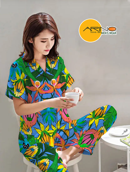 Arino® Ladies Night Suit Yellow Green