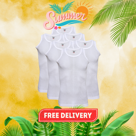 SUMMER OFFER 9: Pack of 6 Men's Ribbed Vest Sleeveless (PV-90)