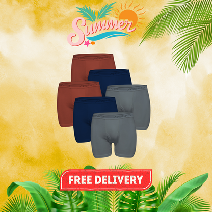 SUMMER OFFER 7: Pack of 6 Men's Interlock Boxer Shorts (Multi-Color)