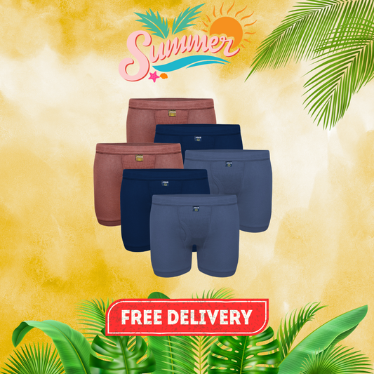 SUMMER OFFER 6: Pack of 6 Men's Ribbed Boxer Shorts (Multi-Color) CD-60