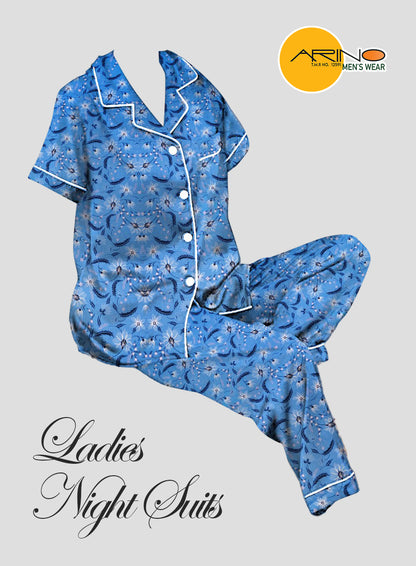 Arino® Ladies Night Suit Blue Floral Design