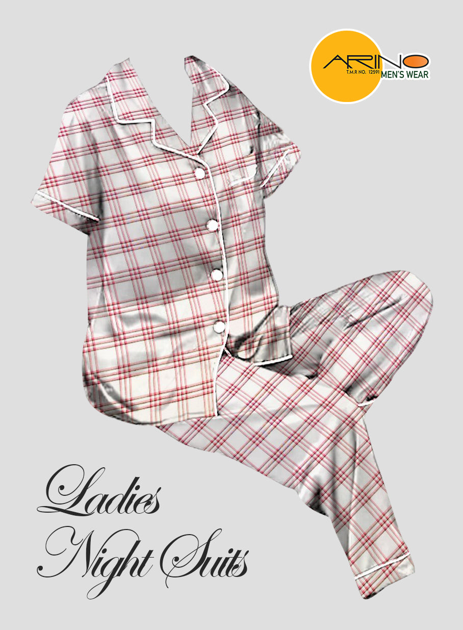 Arino® Ladies Night Suit Pink Check Lines