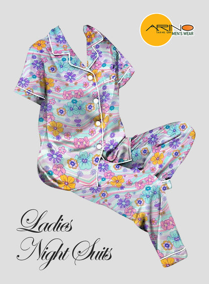 Arino® Ladies Night Suit Pink Floral Design
