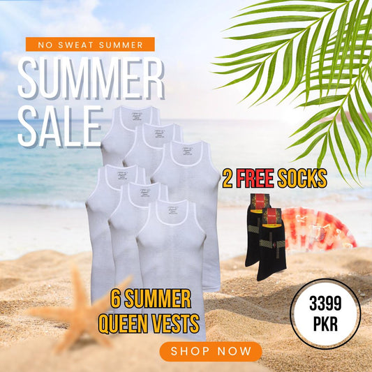 SUMMER OFFER 2: Pack of 6 Men's Summer Queen Vest Sleeveless