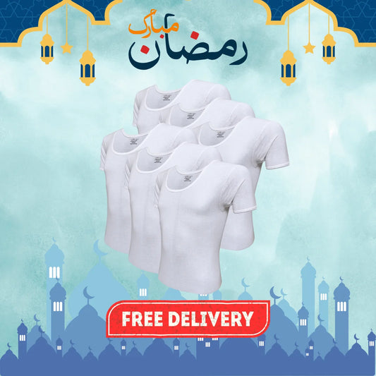 RAMZAN OFFER 11: Pack of 6 Men's Summer Queen Vest Half Sleeves