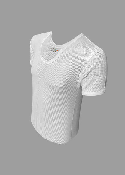 AZAADI OFFER 14: Pack of 6 Men's Net Fabric Vest Half Sleeves (Jali)