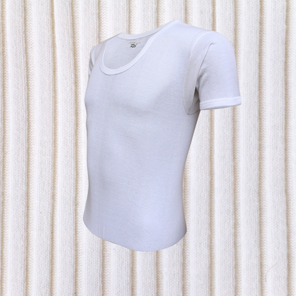 AZAADI OFFER 12: Pack of 6 Men's Ribbed Vest Half Sleeves (White) CD-60