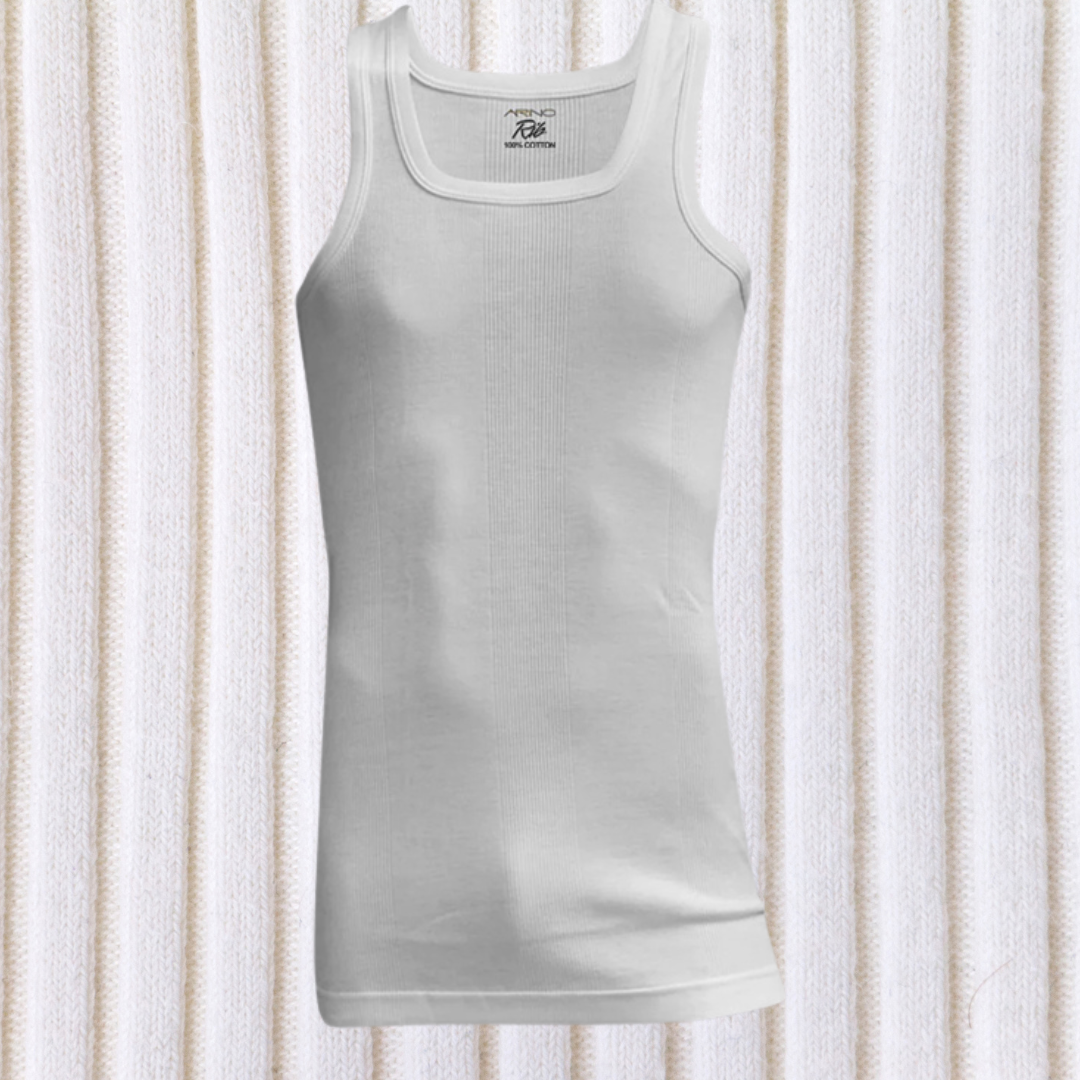 Men's Ribbed Vest Sleeveless (White) CD-60