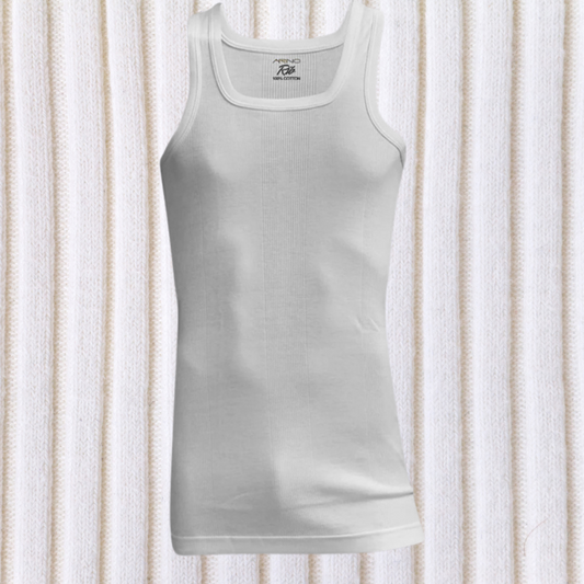 Men's Ribbed Vest Sleeveless (White) CD-60