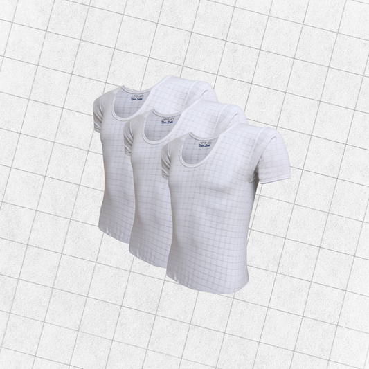 Pack of 3 Men's Checkered Vest Half Sleeves (Nain Sukh D-2)