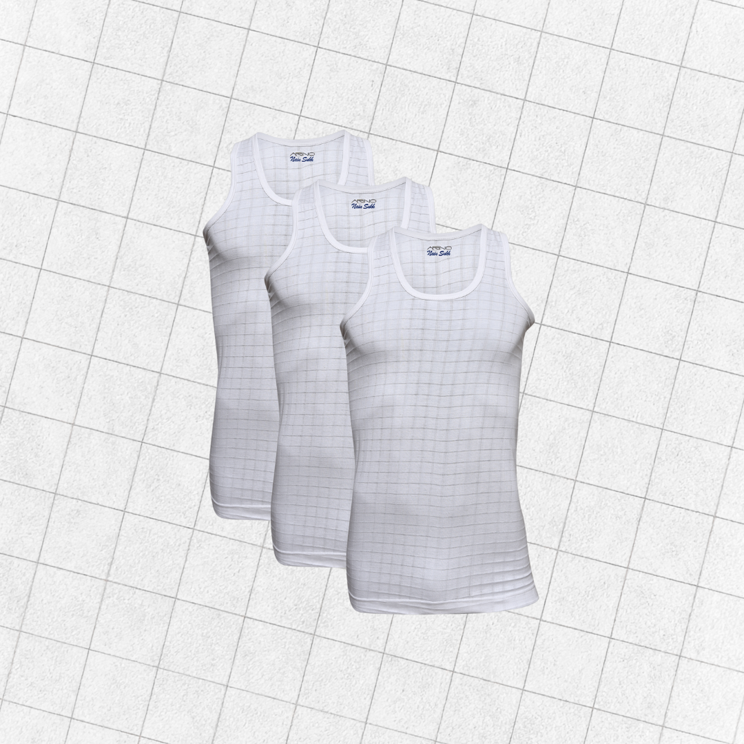 Pack of 3 Men's Checkered Vest Sleeveless (Nain Sukh D-2)