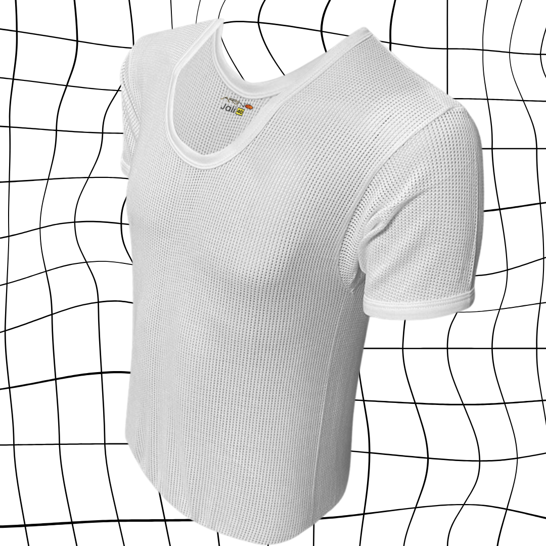 AZAADI OFFER 14: Pack of 6 Men's Net Fabric Vest Half Sleeves (Jali)