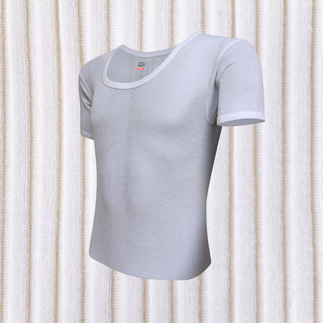 AZAADI OFFER 15: Pack of 6 Men's Ribbed Vest Half Sleeves (PV-90)