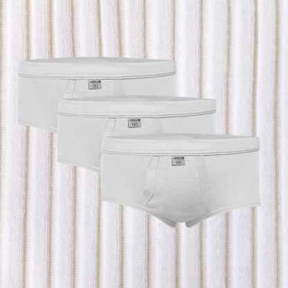Pack of 3 Men's Ribbed Briefs (White) CD-60