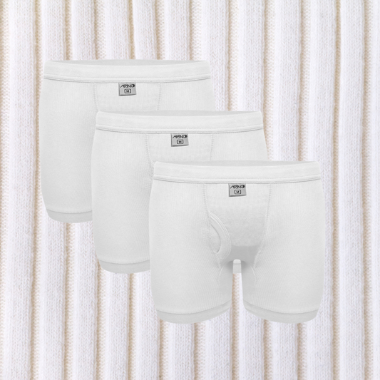 Pack of 3 Men's Ribbed Boxer Shorts (White) CD-60