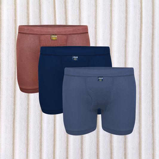 Pack of 3 Men's Ribbed Boxer Shorts (Multi-Color) CD-60