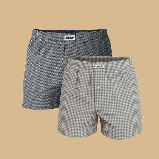 Pack of 2 Men's UB Woven Cotton Boxer Shorts (Gray/Light Gray)