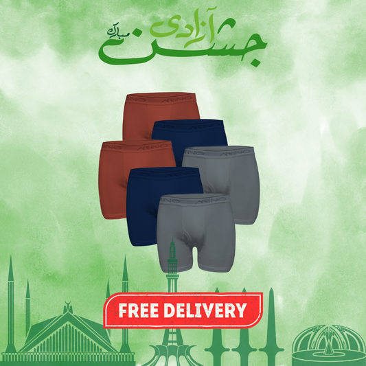 AZAADI OFFER 7: Pack of 6 Men's Interlock Boxer Shorts (Multi-Color)