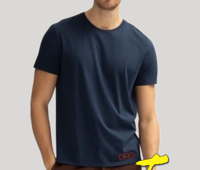 Men’s Navy Blue Round Neck Cotton T-Shirt – Arino ® Vest & Brief