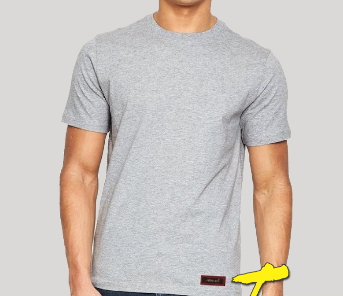 Mens s Light Grey Round Neck Cotton T Shirt