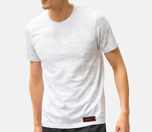 Arino White Round Neck Cotton T-Shirt
